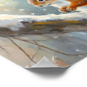 Snowy Winter Eekhoorn Moderne Kunst Poster (Hoek)
