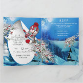 Snowy Winter Fantasy All in One Wedding Invite Bedankkaart (Binnen)