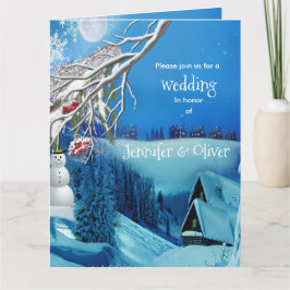 Snowy Winter Fantasy All in One Wedding Invite Bedankkaart