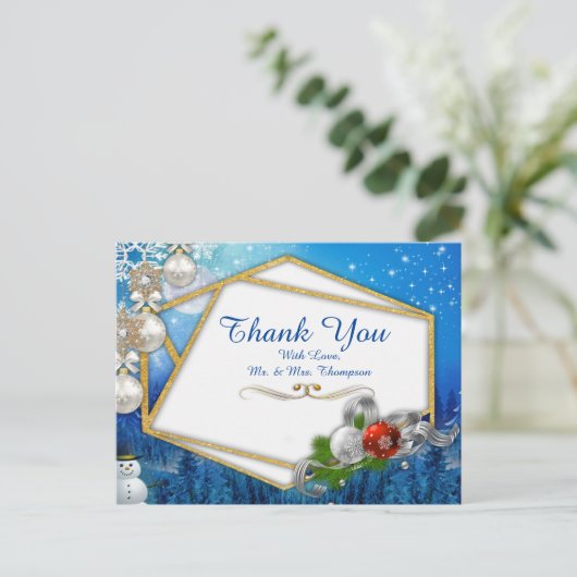 Snowy Winter Fantasy Dank u briefkaart (Staand voorkant)