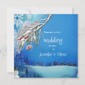 Snowy Winter Fantasy Wedding Invite Kaart (Voorkant)