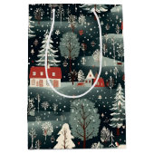 Snowy Winter Farmhouse  Medium Cadeauzakje (Voorkant)