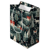 Snowy Winter Farmhouse  Medium Cadeauzakje (Achterkant Gekanteld)