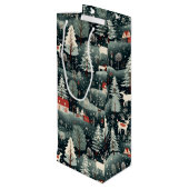 Snowy Winter Farmhouse  Wijn Cadeautas (Achterkant Gekanteld)