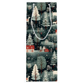 Snowy Winter Farmhouse  Wijn Cadeautas (Achterkant)