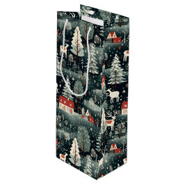 Snowy Winter Farmhouse Wijn Cadeautas