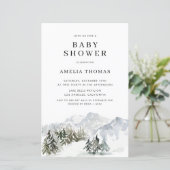 Snowy Winter Forest Baby shower Invitation (Staand voorkant)