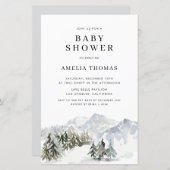 Snowy Winter Forest Baby shower Invitation (Voorkant / Achterkant)