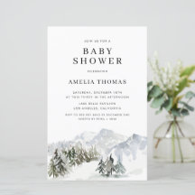 Snowy Winter Forest Baby shower Invitation
