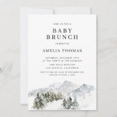 Snowy Winter Forest Baby shower Kaart (Voorkant)