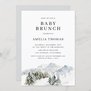 Snowy Winter Forest Baby shower Kaart