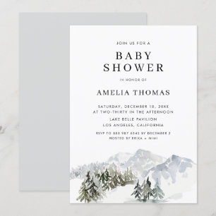 Snowy Winter Forest Baby shower Kaart