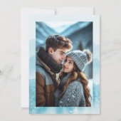 Snowy Winter Forest Elegante Fotobruiloft Kaart (Achterkant)
