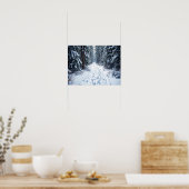 Snowy Winter Forest Path With Footprints Hiking Poster (Keuken)