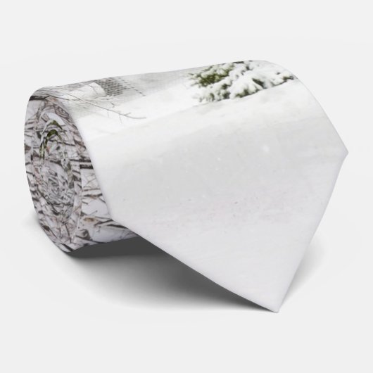 Snowy Winter Forest Stropdas (Opgerold)