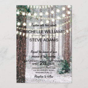 Snowy Winter Forest Wedding Invitation Kaart