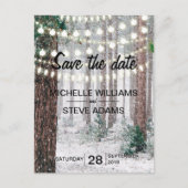 Snowy Winter Forest Wedding Save the Date Aankondigingskaart (Voorkant)