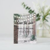 Snowy Winter Forest Wedding Save the Date Aankondigingskaart (Staand voorkant)