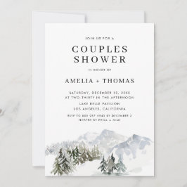Snowy Winter Forest Woodland Couples Shower Kaart