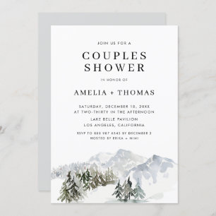 Snowy Winter Forest Woodland Couples Shower Kaart
