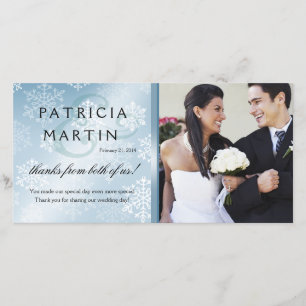 Snowy Winter Foto Dank u ijsblauw Bedankkaart