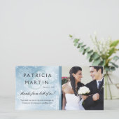 Snowy Winter Foto Dank u ijsblauw Bedankkaart (Staand voorkant)