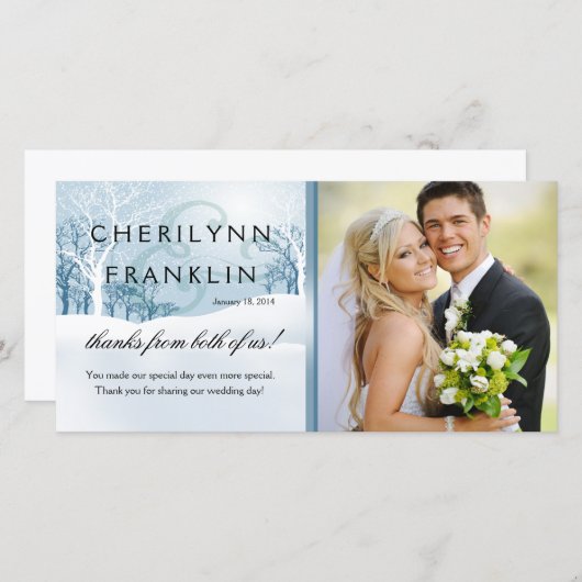 Snowy Winter Foto Dank u ijsblauw Bedankkaart (Voorkant / Achterkant)