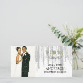 Snowy Winter Frosty Bossen Trouwfoto Dank u Bedankkaart (Staand voorkant)