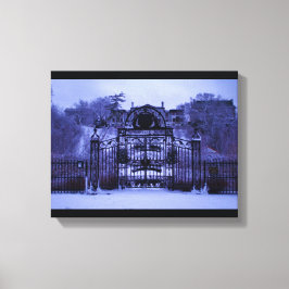 Snowy Winter Gate Canvas Afdruk