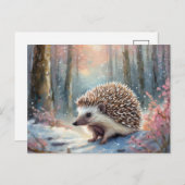 Snowy Winter Hedgehog Modern Art Briefkaart (Voorkant / Achterkant)