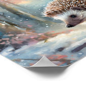 Snowy Winter Hedgehog Modern Art Poster (Hoek)