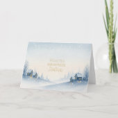 Snowy Winter Hillside Village with Warm Christmas  Feestdagen Kaart (Voorkant)