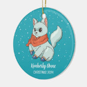 Snowy Winter Holiday Cute Arctic Fox Keramisch Ornament (Links)