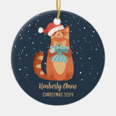 Snowy Winter Holiday Cute Santa Cat Keramisch Ornament (Voorkant)