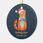 Snowy Winter Holiday Cute Santa Cat Keramisch Ornament (Links)