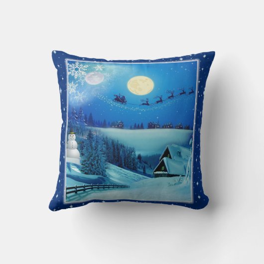 Snowy Winter Holiday Fantasy Kussen (Achterkant)