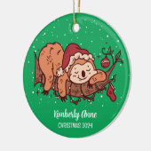 Snowy Winter Holiday Keramisch Ornament (Links)