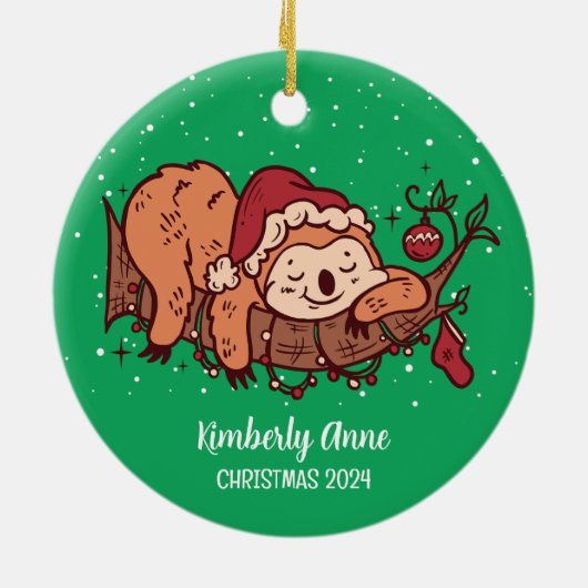 Snowy Winter Holiday Keramisch Ornament (Achterkant)