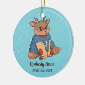 Snowy Winter Holiday Keramisch Ornament (Links)