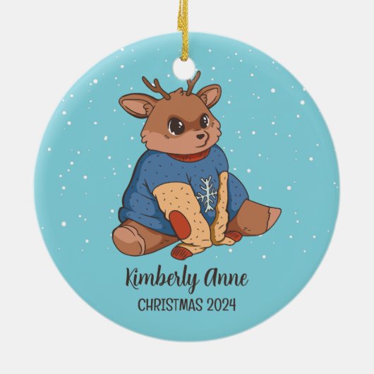 Snowy Winter Holiday Keramisch Ornament (Achterkant)