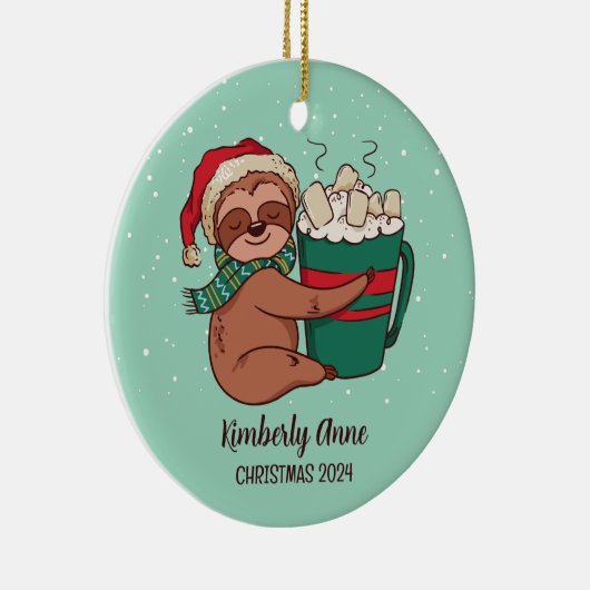 Snowy Winter Holiday Keramisch Ornament (Rechts)