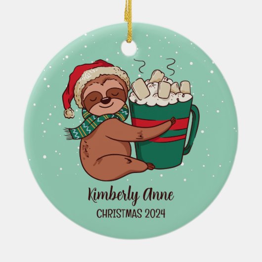 Snowy Winter Holiday Keramisch Ornament (Achterkant)