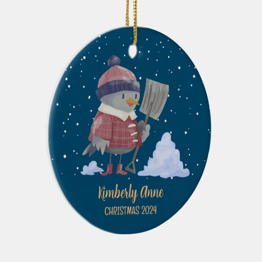 Snowy Winter Holiday Keramisch Ornament (Rechts)