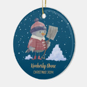 Snowy Winter Holiday Keramisch Ornament (Links)