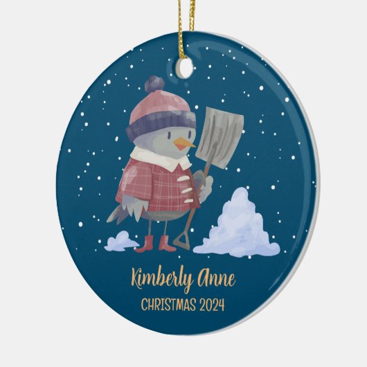 Snowy Winter Holiday Keramisch Ornament (Links)