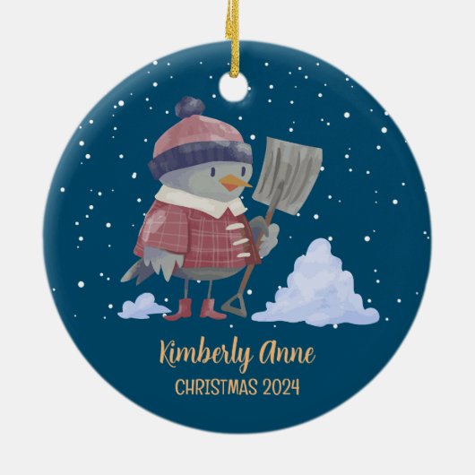 Snowy Winter Holiday Keramisch Ornament (Achterkant)