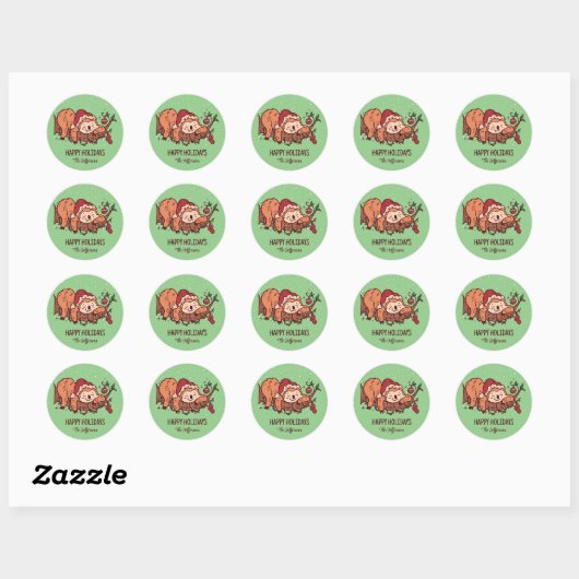 Snowy Winter Holiday Ronde Sticker (Vel)
