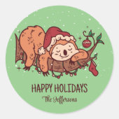 Snowy Winter Holiday Ronde Sticker (Voorkant)