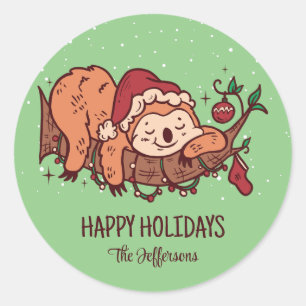 Snowy Winter Holiday Ronde Sticker