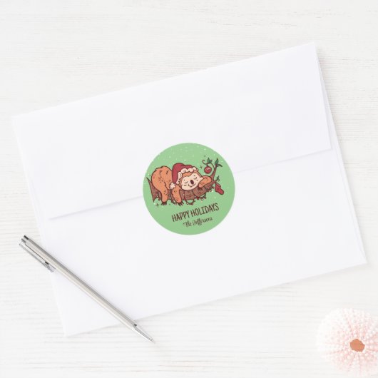 Snowy Winter Holiday Ronde Sticker (Envelop)